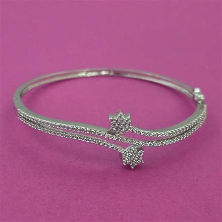American Diamond Delicate Kada with Rhodium Plating 2 Tone Plating