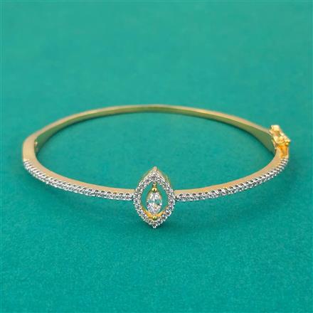 American Diamond Delicate Kada with Rhodium Plating 2 Tone Plating