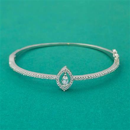 American Diamond Delicate Kada with Rhodium Plating 2 Tone Plating