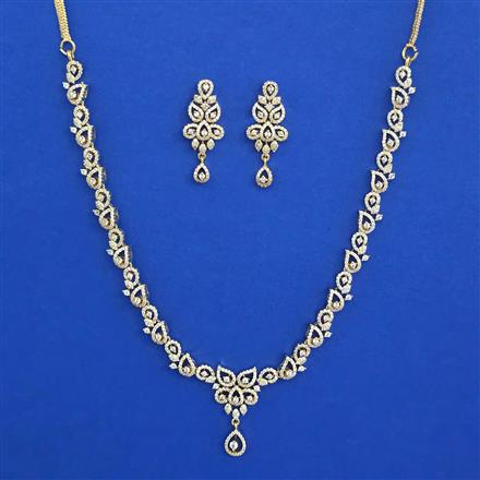 American Diamond Delicate Necklace with Rhodium Plating Carat Plating