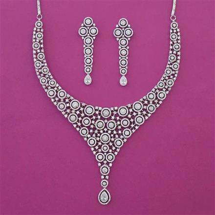American Diamond Classic Necklace with Rhodium Plating 2 Tone Plating Mehndi Plating Carat Plating