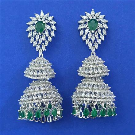 American Diamond Jhumki with Rhodium Plating