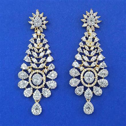 American Diamond Classic Earring with Rhodium Plating 2 Tone Plating Mehndi Plating