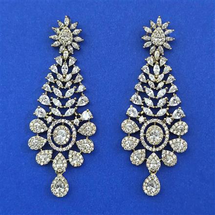 American Diamond Classic Earring with Rhodium Plating 2 Tone Plating Mehndi Plating