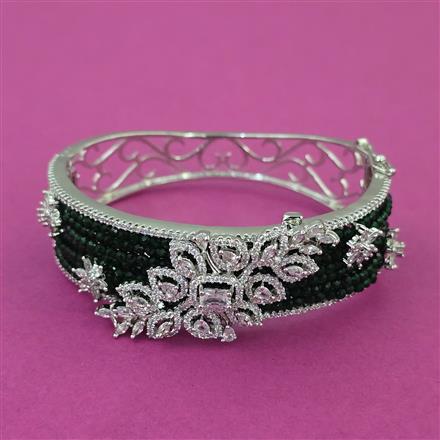 American Diamond Broad Kada with Rhodium Plating