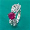 American Diamond Adjustable Ring with Rhodium Plating