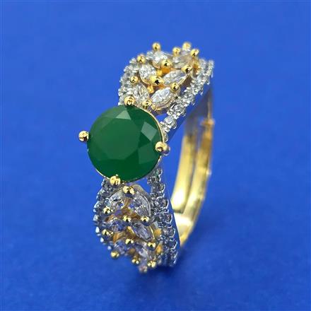American Diamond Adjustable Ring with 2 Tone Plating