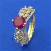 American Diamond Adjustable Ring with 2 Tone Plating