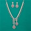 American Diamond Pearl Necklace with Rhodium Plating