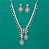 American Diamond Pearl Necklace with Rhodium Plating