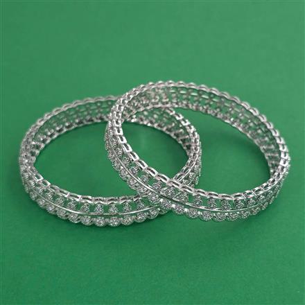American Diamond Classic Bangles with Rhodium Plating