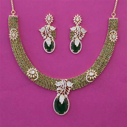 American Diamond Classic Necklace with 2 Tone Plating