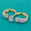 American Diamond Classic Ring with Rhodium Plating 2 Tone Plating Mehndi Plating