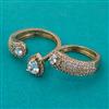 American Diamond Classic Ring with Rhodium Plating 2 Tone Plating Mehndi Plating