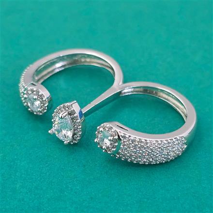 American Diamond Classic Ring with Rhodium Plating 2 Tone Plating Mehndi Plating