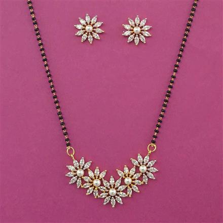 American Diamond Pearl Mangalsutra with 2 Tone Plating