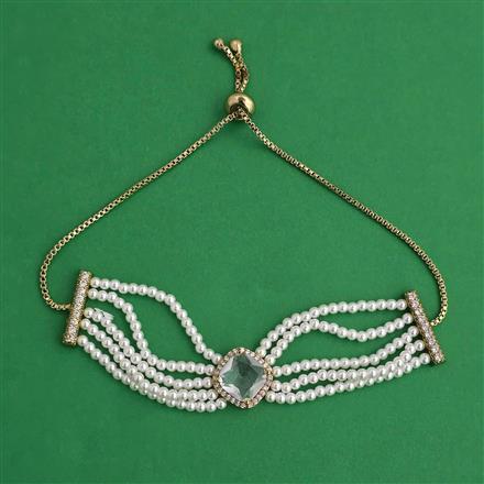 American Diamond Adjustable Bracelet with Mehndi Plating