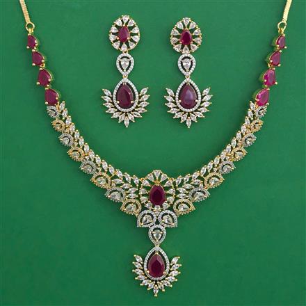 American Diamond Delicate Necklace with 2 Tone Plating