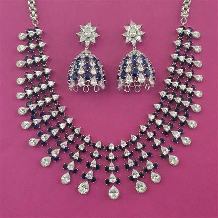 American Diamond Bridal Necklace with Rhodium Plating