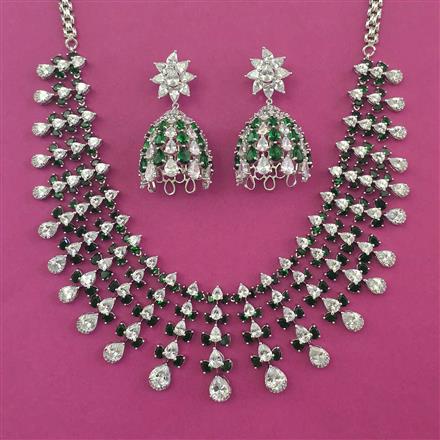 American Diamond Bridal Necklace with Rhodium Plating