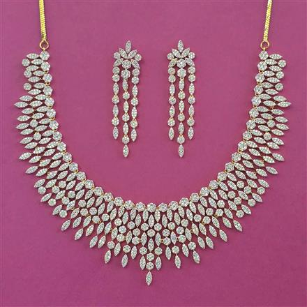 American Diamond Classic Necklace with Rhodium Plating 2 Tone Plating