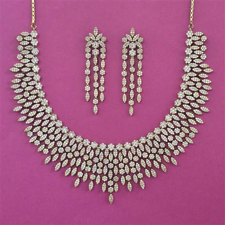 American Diamond Classic Necklace with Mehndi Plating