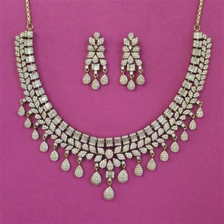 American Diamond Classic Necklace with Mehndi Plating