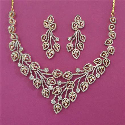 American Diamond Classic Necklace with Rhodium Plating 2 Tone Plating Carat Plating