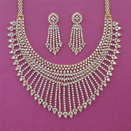 American Diamond Bridal Necklace with Rhodium Plating 2 Tone Plating