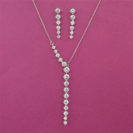 American Diamond Delicate Necklace with Rhodium Plating 2 Tone Plating Carat Plating
