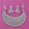 American Diamond Mukut Necklace with Rhodium Plating 2 Tone Plating
