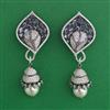 American Diamond Pearl Earring with Black Plating
