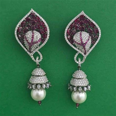 American Diamond Pearl Earring with Black Plating