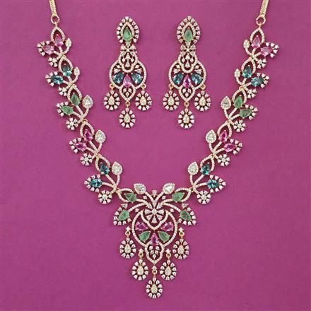 American Diamond Hazoorilal Necklace with Carat Plating
