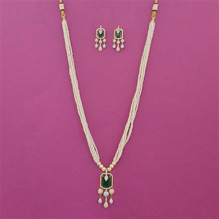 American Diamond Pearl Pendant Set with 2 Tone Plating