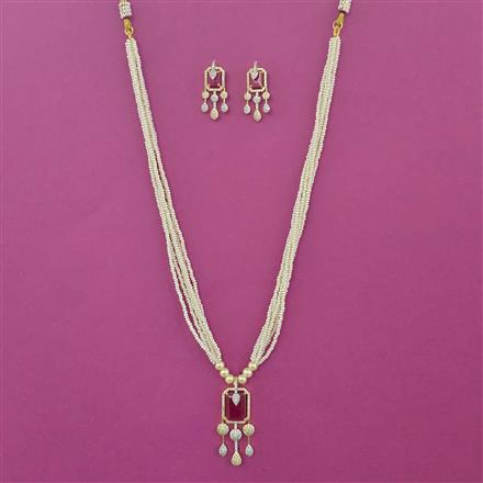 American Diamond Pearl Pendant Set with 2 Tone Plating