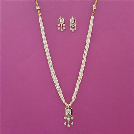 American Diamond Pearl Pendant Set with 2 Tone Plating