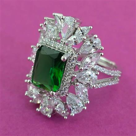 American Diamond Adjustable Ring with Rhodium Plating