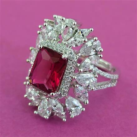 American Diamond Adjustable Ring with Rhodium Plating