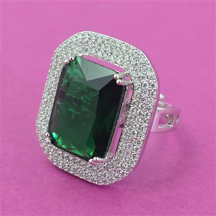 American Diamond Adjustable Ring with Rhodium Plating