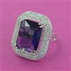 American Diamond Adjustable Ring with Rhodium Plating