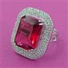 American Diamond Adjustable Ring with Rhodium Plating