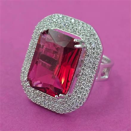 American Diamond Adjustable Ring with Rhodium Plating