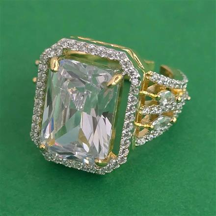 American Diamond Adjustable Ring with 2 Tone Plating