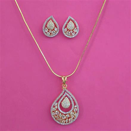 American Diamond Classic Pendant Set with 2 Tone Plating