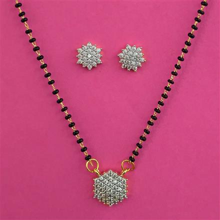 American Diamond Classic Mangalsutra with Rhodium Plating 2 Tone Plating