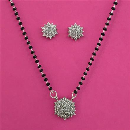 American Diamond Classic Mangalsutra with Rhodium Plating 2 Tone Plating