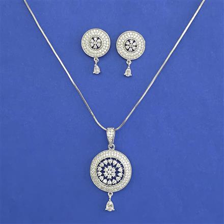 American Diamond Classic Pendant Set with Rhodium Plating