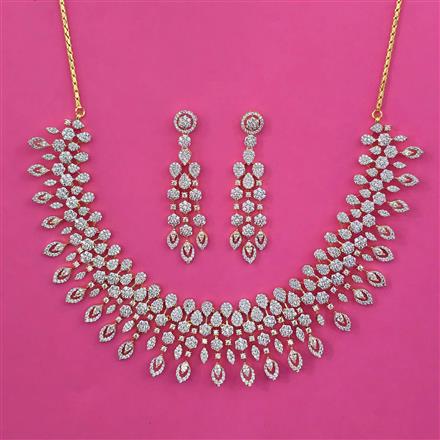 American Diamond Classic Necklace with Rhodium Plating 2 Tone Plating Carat Plating