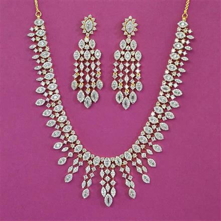 American Diamond Classic Necklace with Rhodium Plating 2 Tone Plating Mehndi Plating